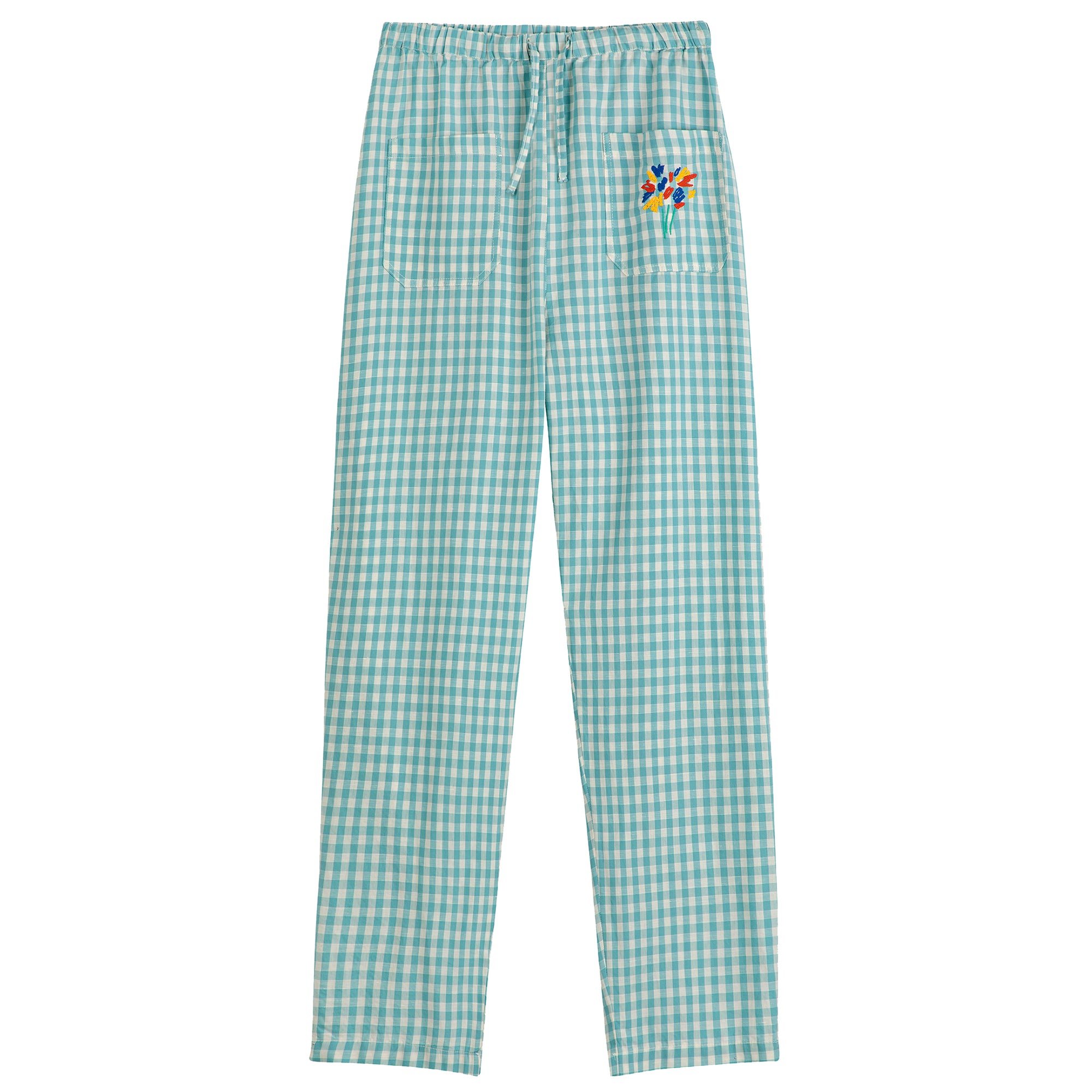 Bobo Choses Woman Loose Trousers Turquoise Blue Gingham