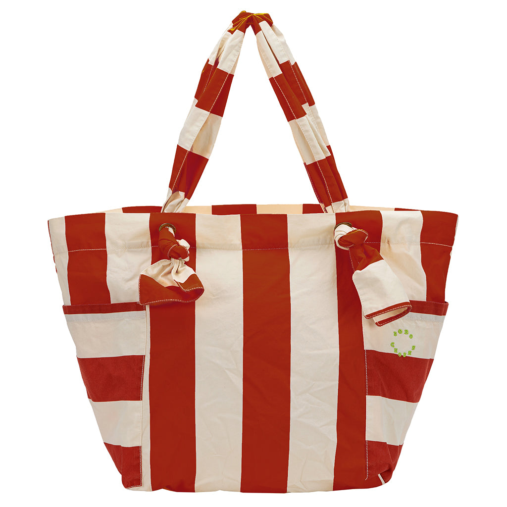 Bobo Choses Striped Multipockets Cotton Bag Red