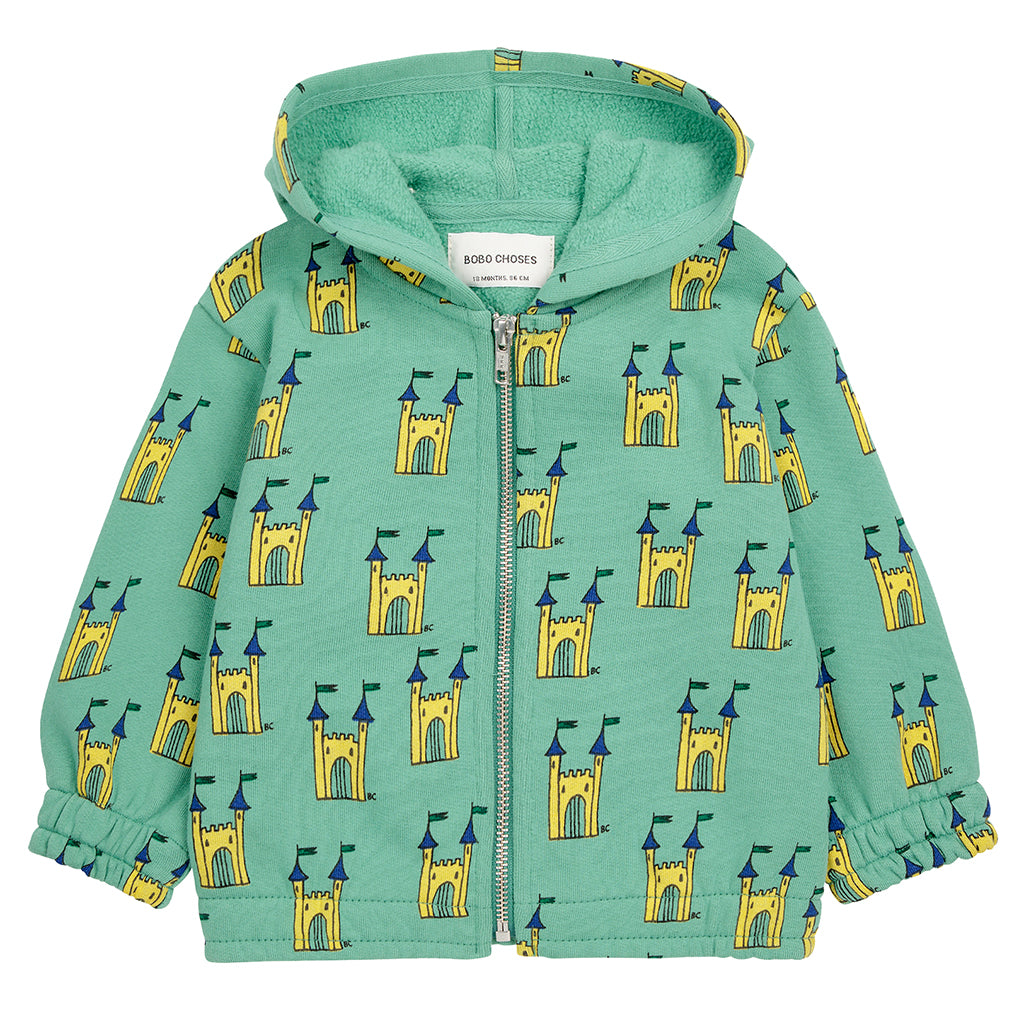 Bobo Choses Baby Faraway Castle All Over Hooded Sweatshirt Green