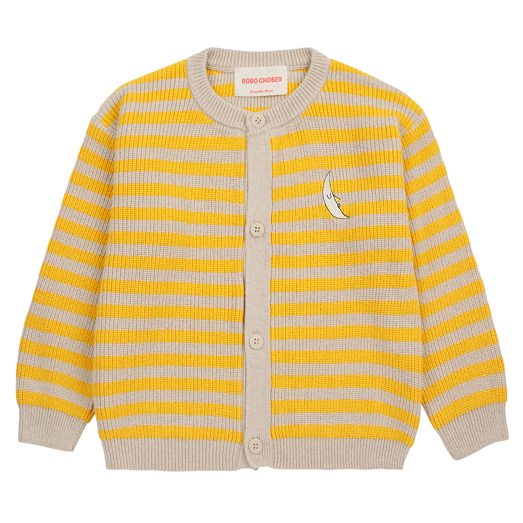 Bobo Choses Baby Beneath The Moon Cardigan Curry Yellow Stripes