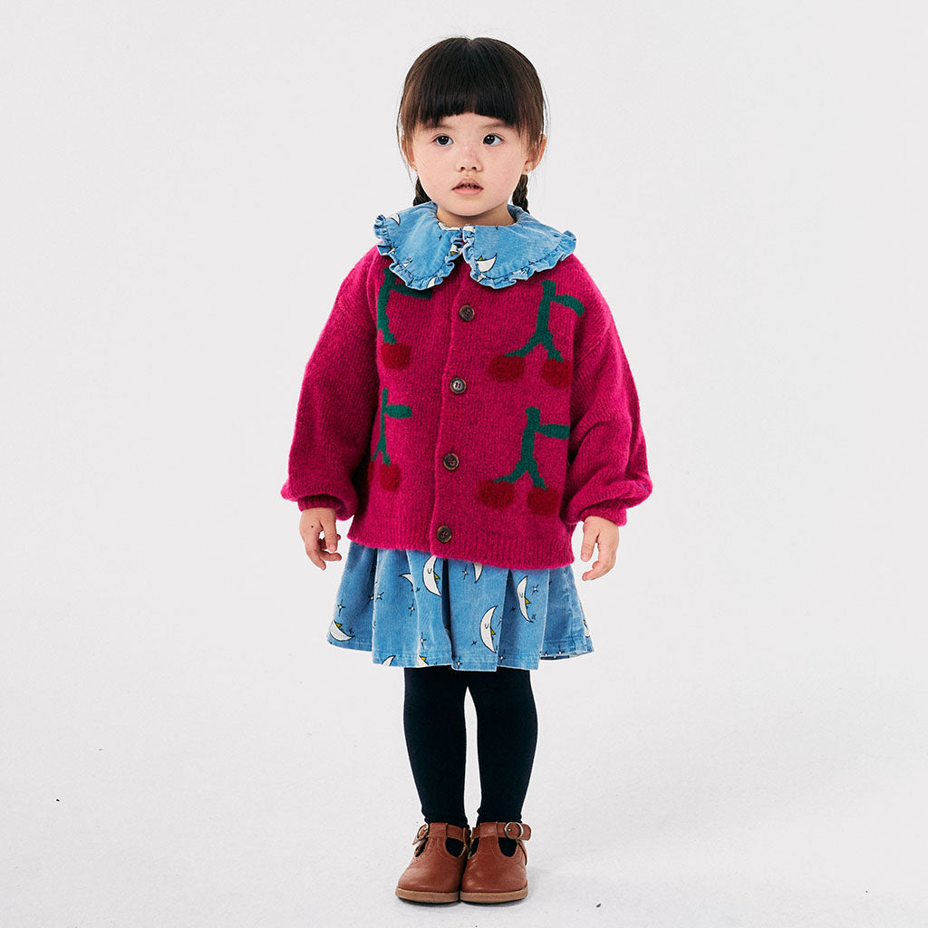 Bobo Choses Child Cherry Intarsia Cardigan Fuchsia Pink