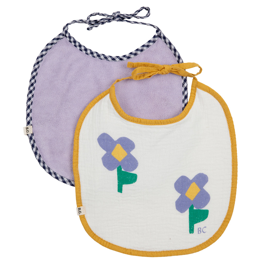 Bobo Choses Baby Set of Two Pansy Flower Bibs Lavender Purple