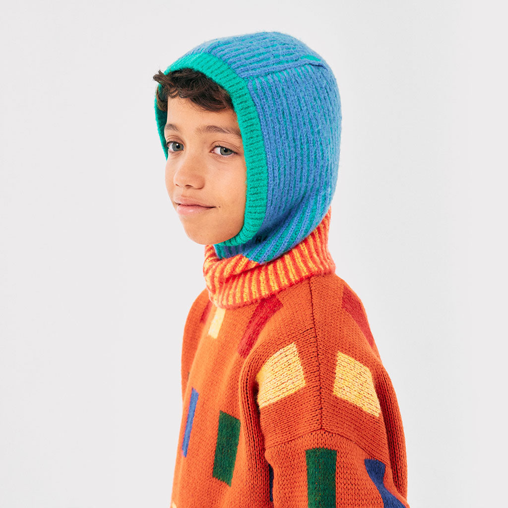 Bobo Choses Child Stripes Knitted Balaclava Blue