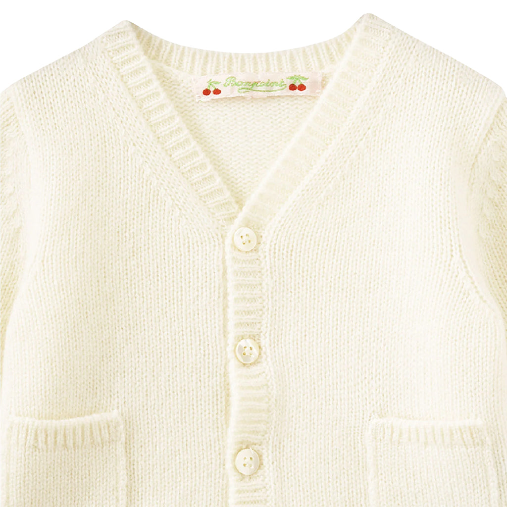 Bonpoint Baby Cashmere Cardigan with Pockets Milk Cream