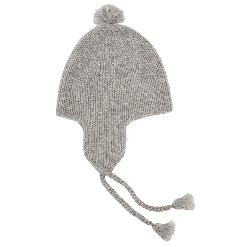 Bonpoint Baby Cashmere Hat With Pompoms Light Heather Grey