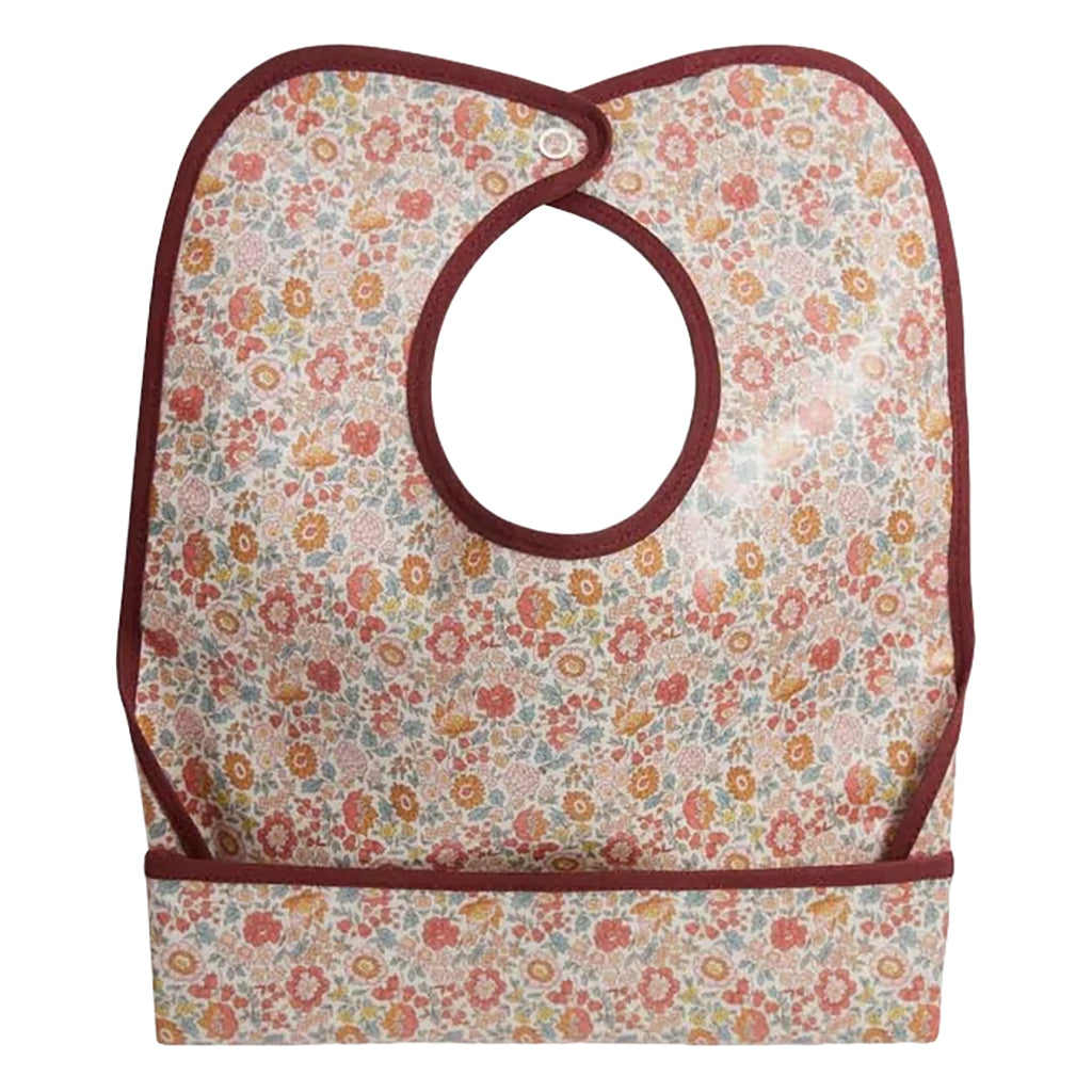 Bonpoint Baby Clip Bib Liberty Orange Floral Print