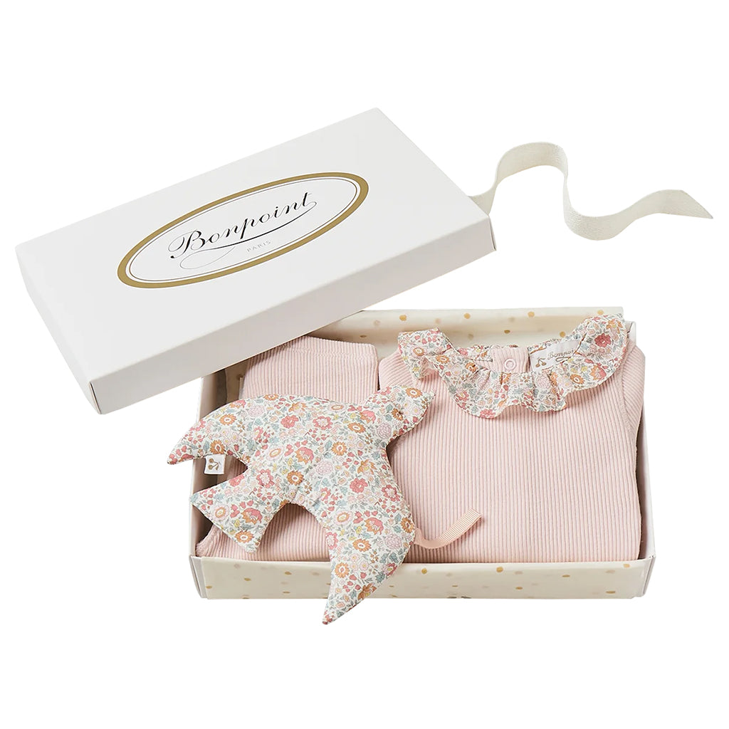 Bonpoint Baby Daisie Gift Set Pink With Orange Floral Print