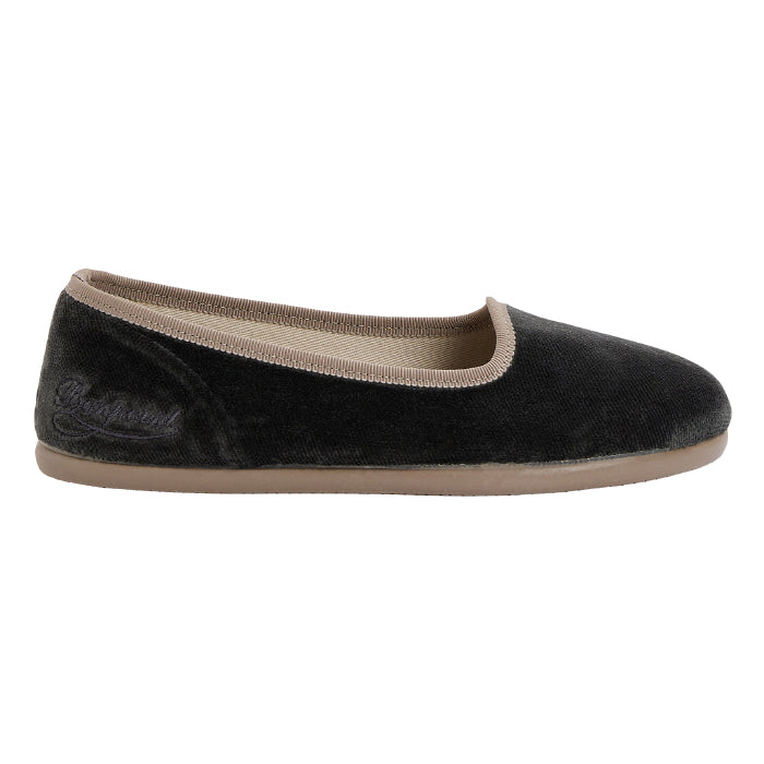 Bonpoint Child Tenise Velvet Loafer Shoes Slate Grey