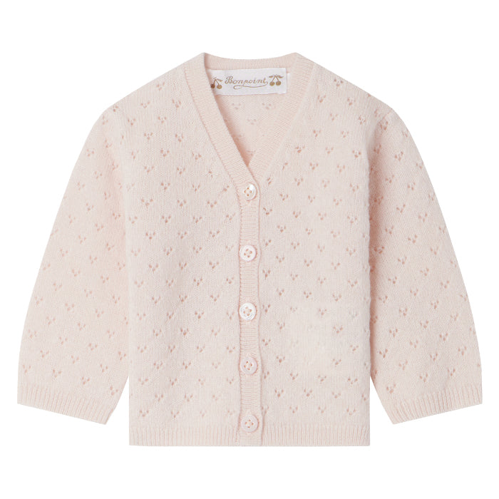 Bonpoint Baby Azia Cashmere Cardigan Rose Pink