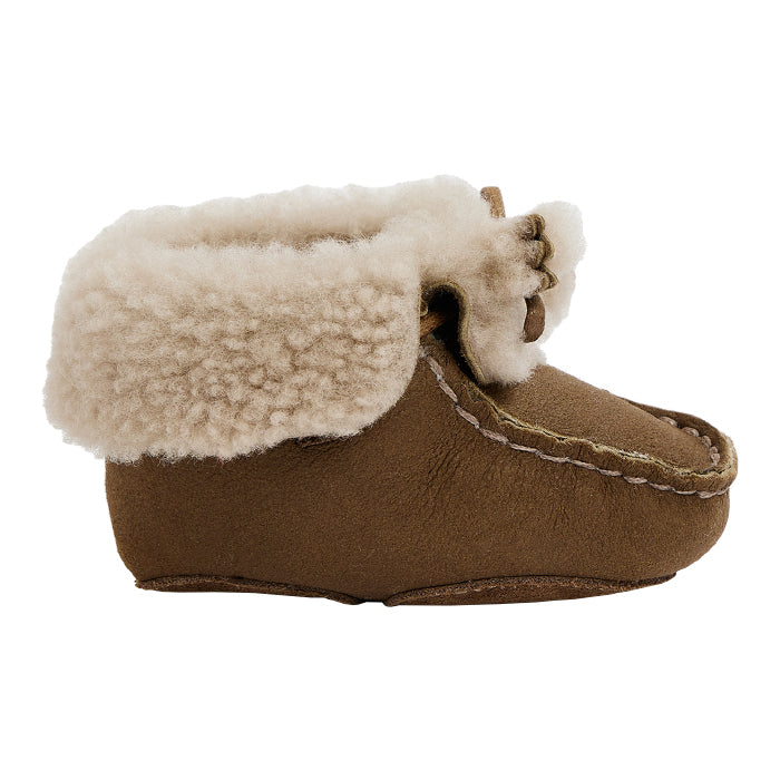 Bonpoint Baby Moccasin Booties Chestnut Brown