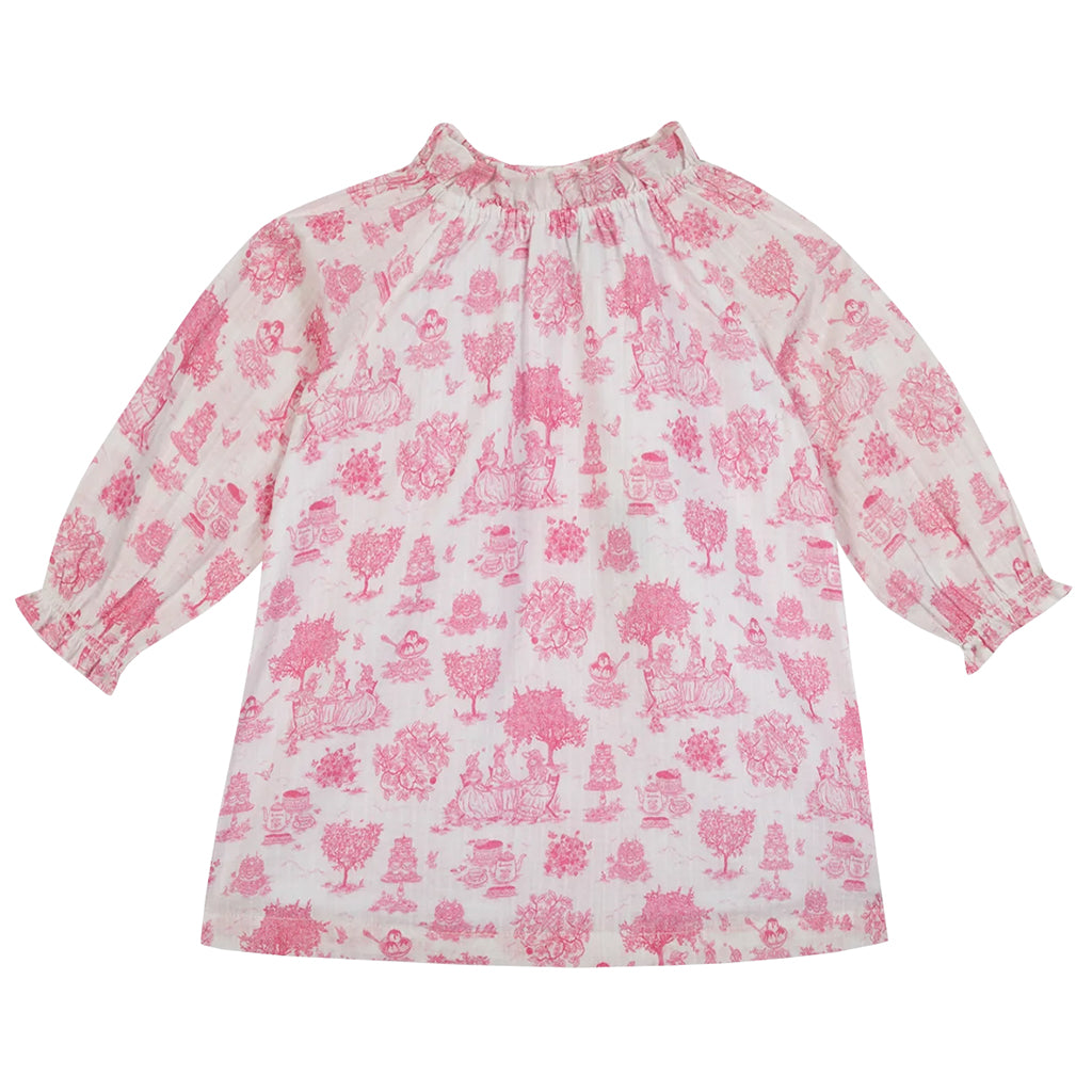 Bonton Baby Dahli Dress Pink Toile De Jouy Print