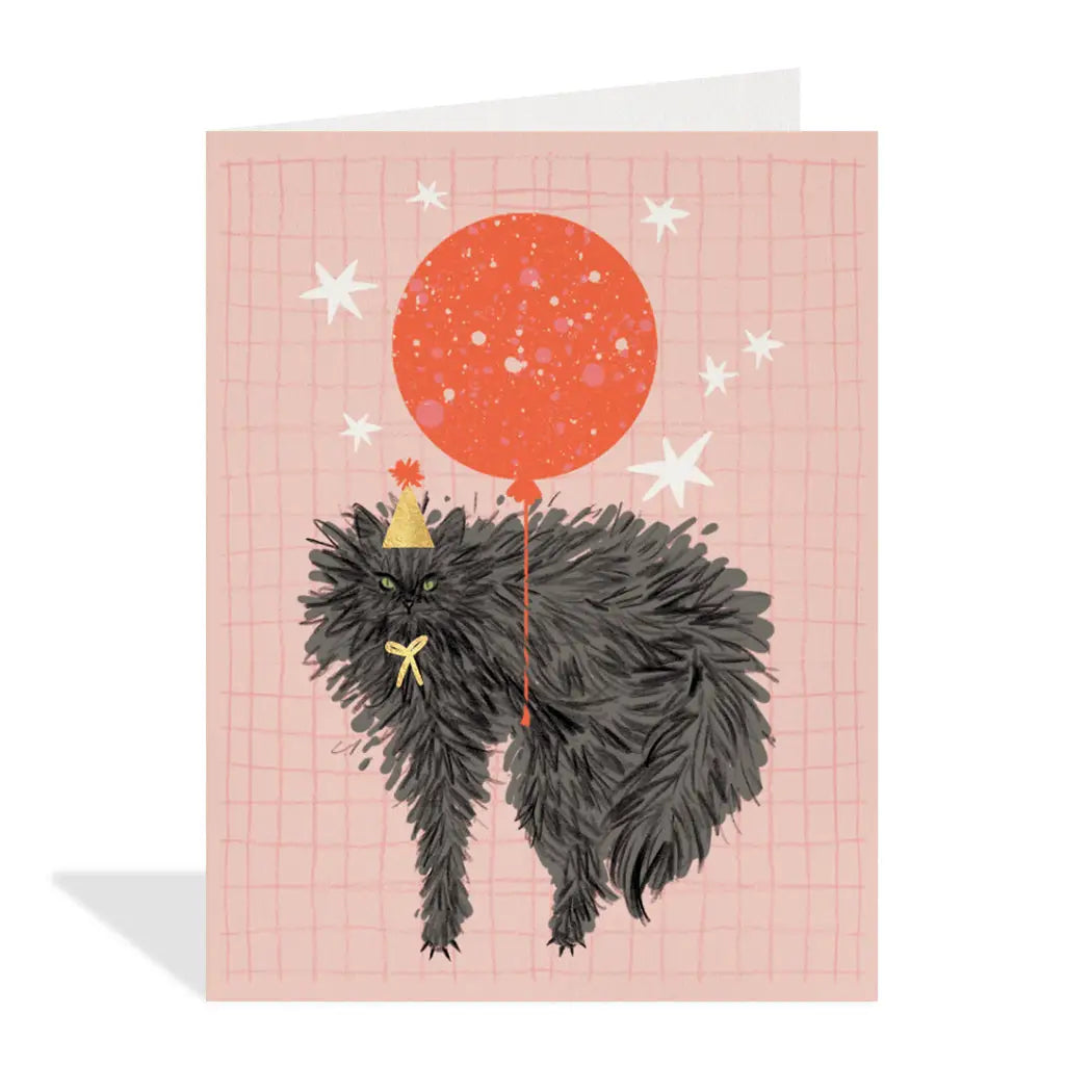 Halfpenny Postage Baby Card Balloon Cat