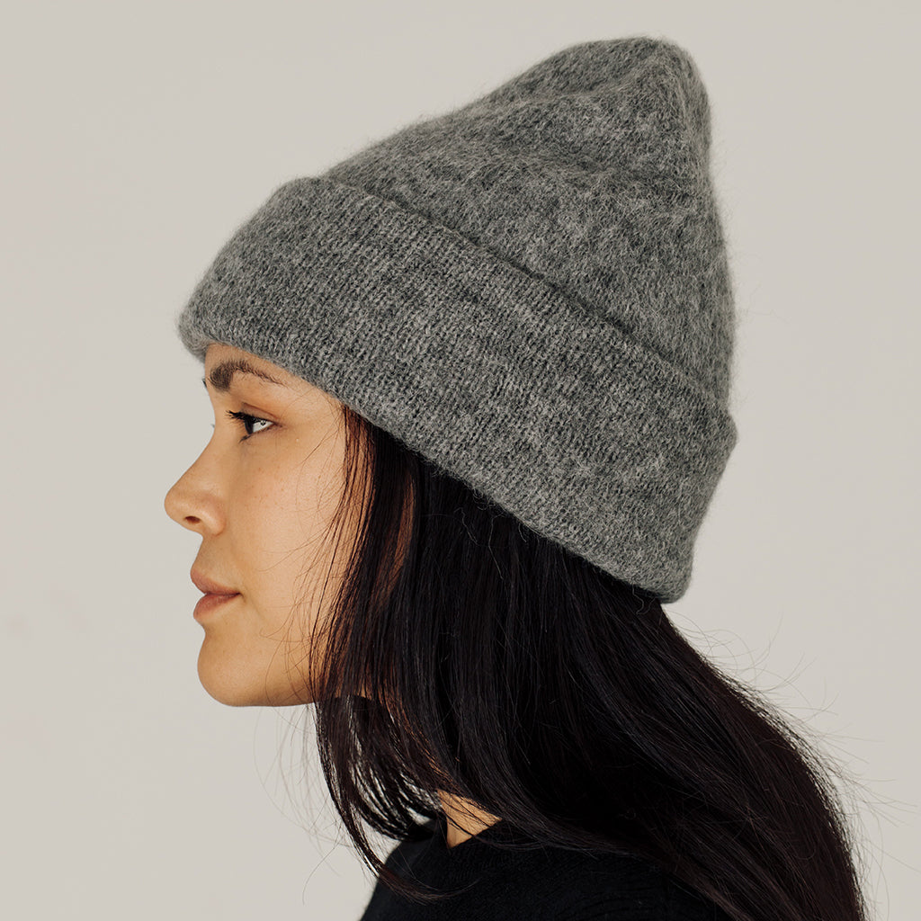 Bare Knitwear Woman Alpaca Andes Beanie Grey Melange