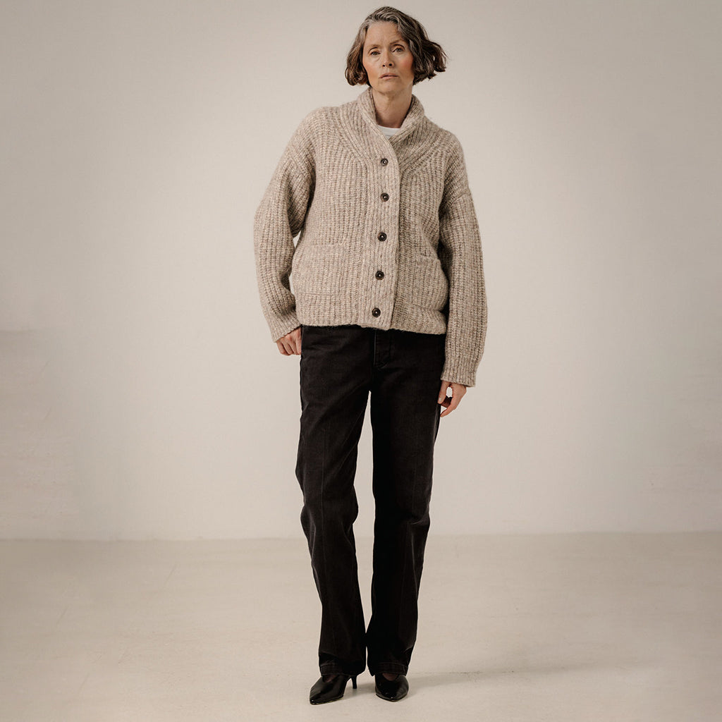 Bare Knitwear Woman Oversized Shawl Cardigan Marble Grey