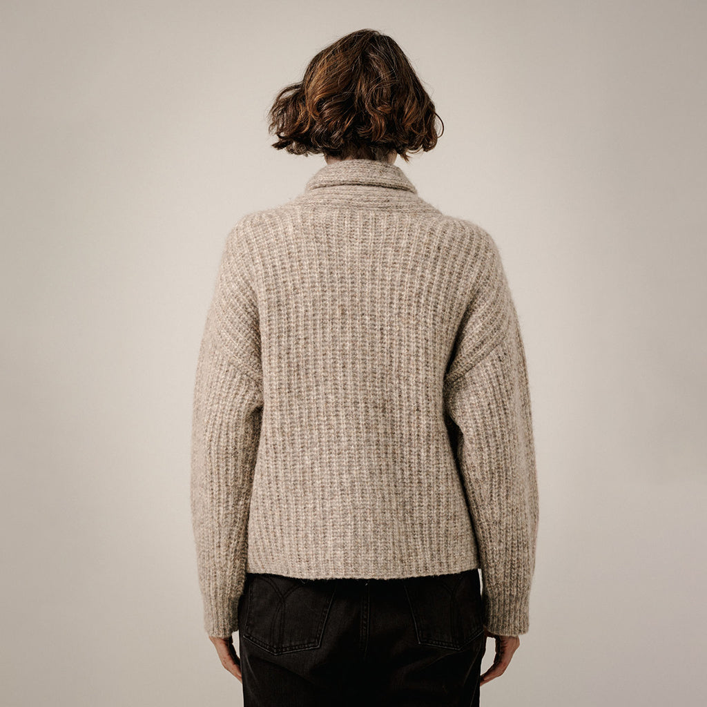 Bare Knitwear Woman Oversized Shawl Cardigan Marble Grey