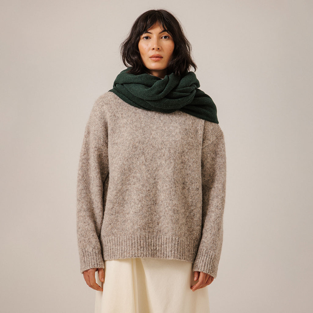 Bare Knitwear Woman Baby Alpaca Travel Wrap Emerald Green