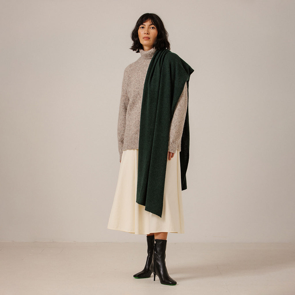 Bare Knitwear Woman Baby Alpaca Travel Wrap Emerald Green