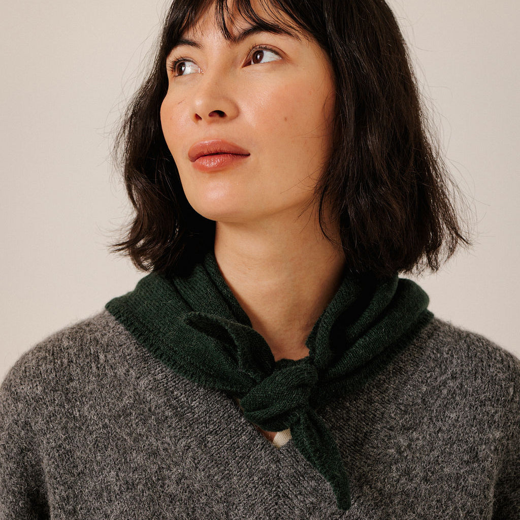 Bare Knitwear Woman Baby Alpaca Bandana Emerald Green