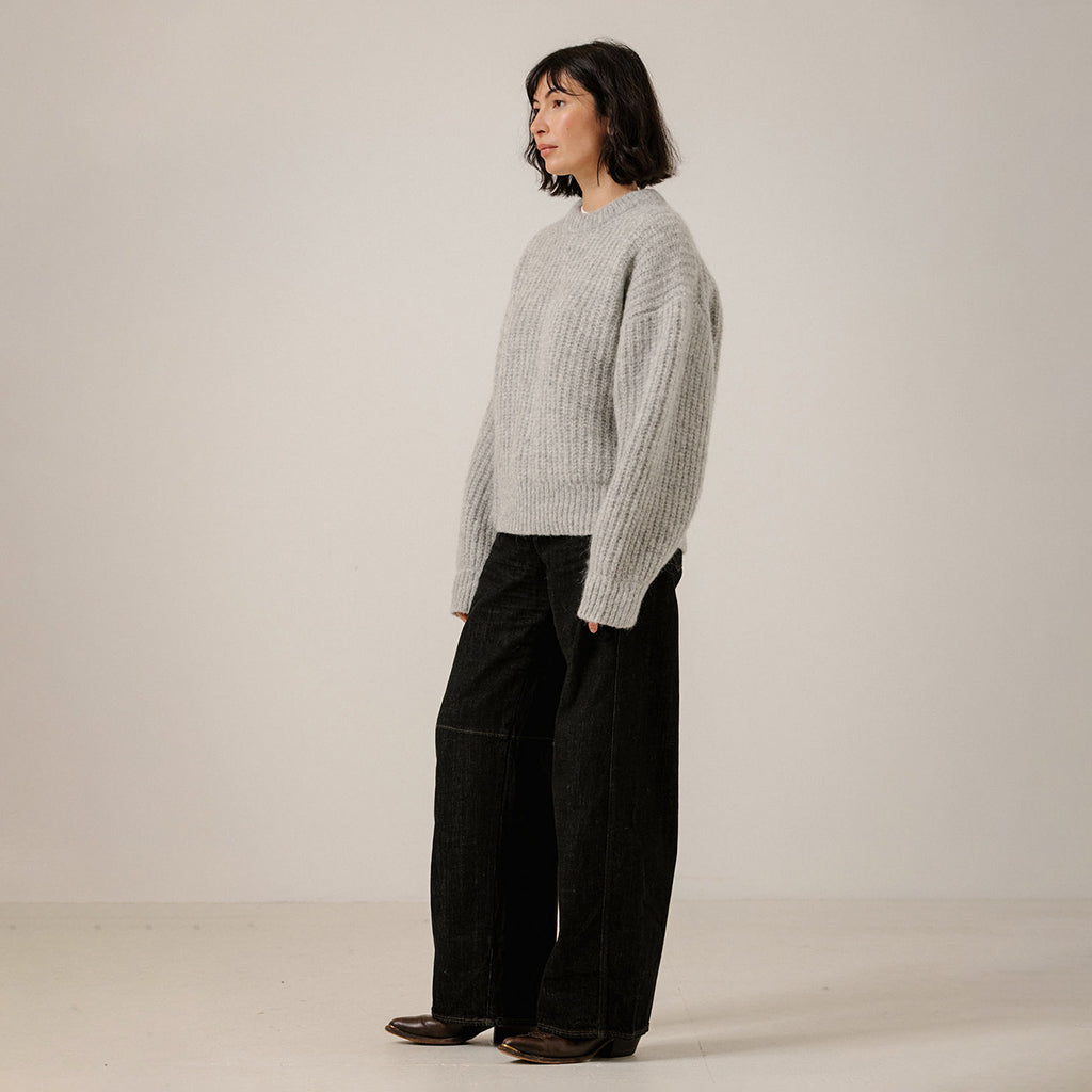 Bare Knitwear Woman Lofty Alpaca Crewneck Sweater Light Grey