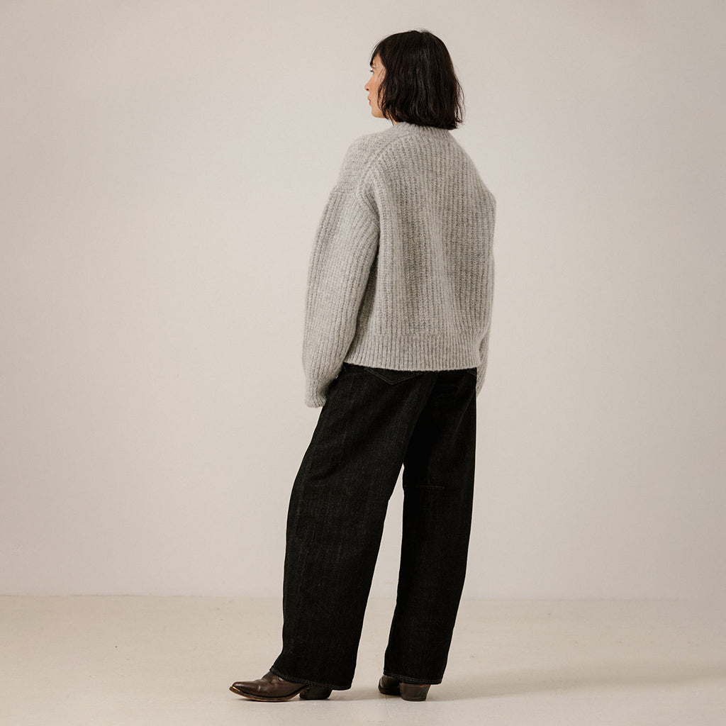 Bare Knitwear Woman Lofty Alpaca Crewneck Sweater Light Grey