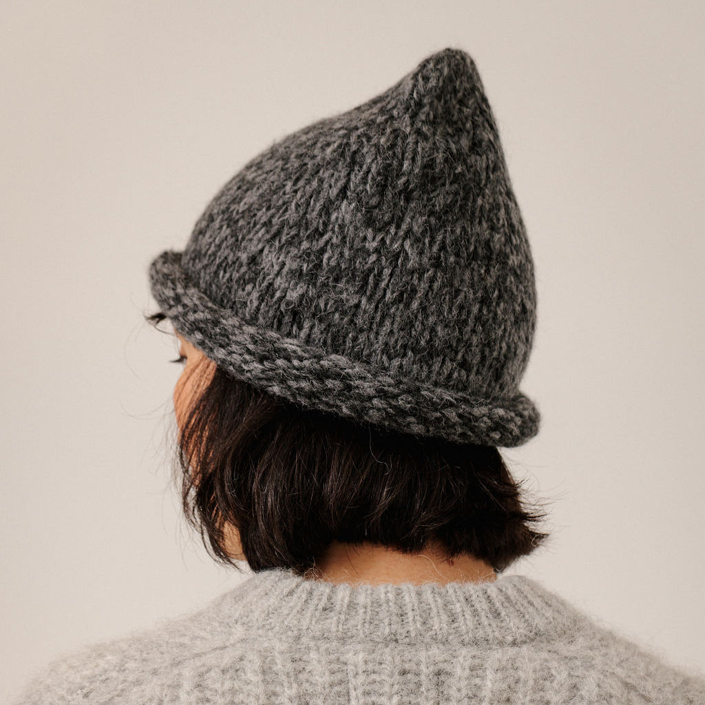 Bare Knitwear Woman Baby Alpaca Roll Hat Charcoal Grey Marl