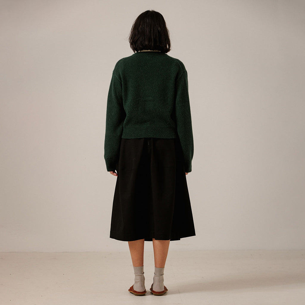 Bare Knitwear Trunk Show Woman Baby Alpaca Crewneck Sweater Emerald Green