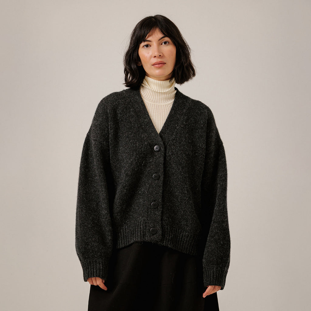 Bare Knitwear Woman Oversized Alpaca Cardigan Basalt Grey