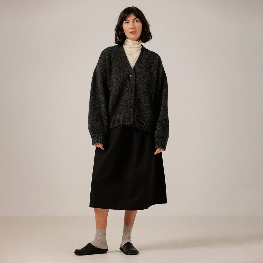 Bare Knitwear Woman Oversized Alpaca Cardigan Basalt Grey