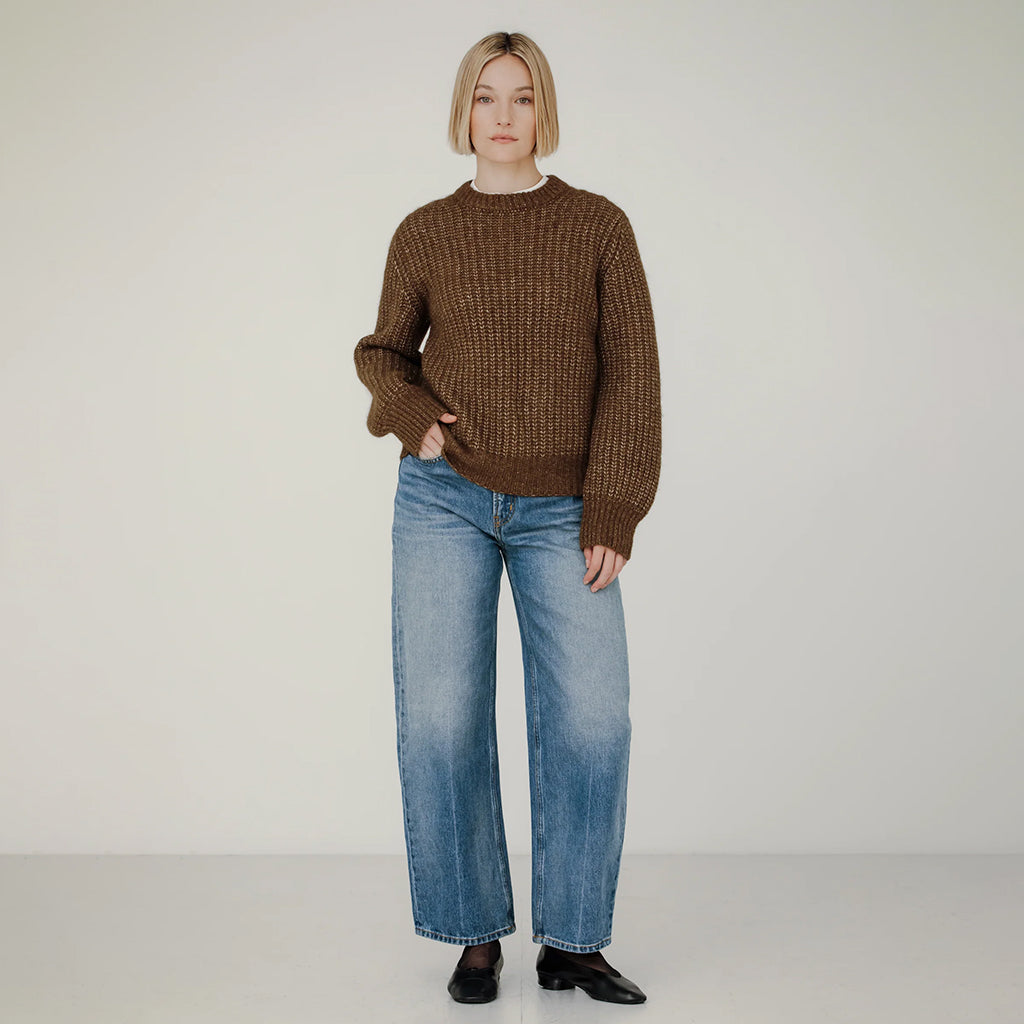 Bare Knitwear Woman Cora Crew Neck Sweater Sap Brown