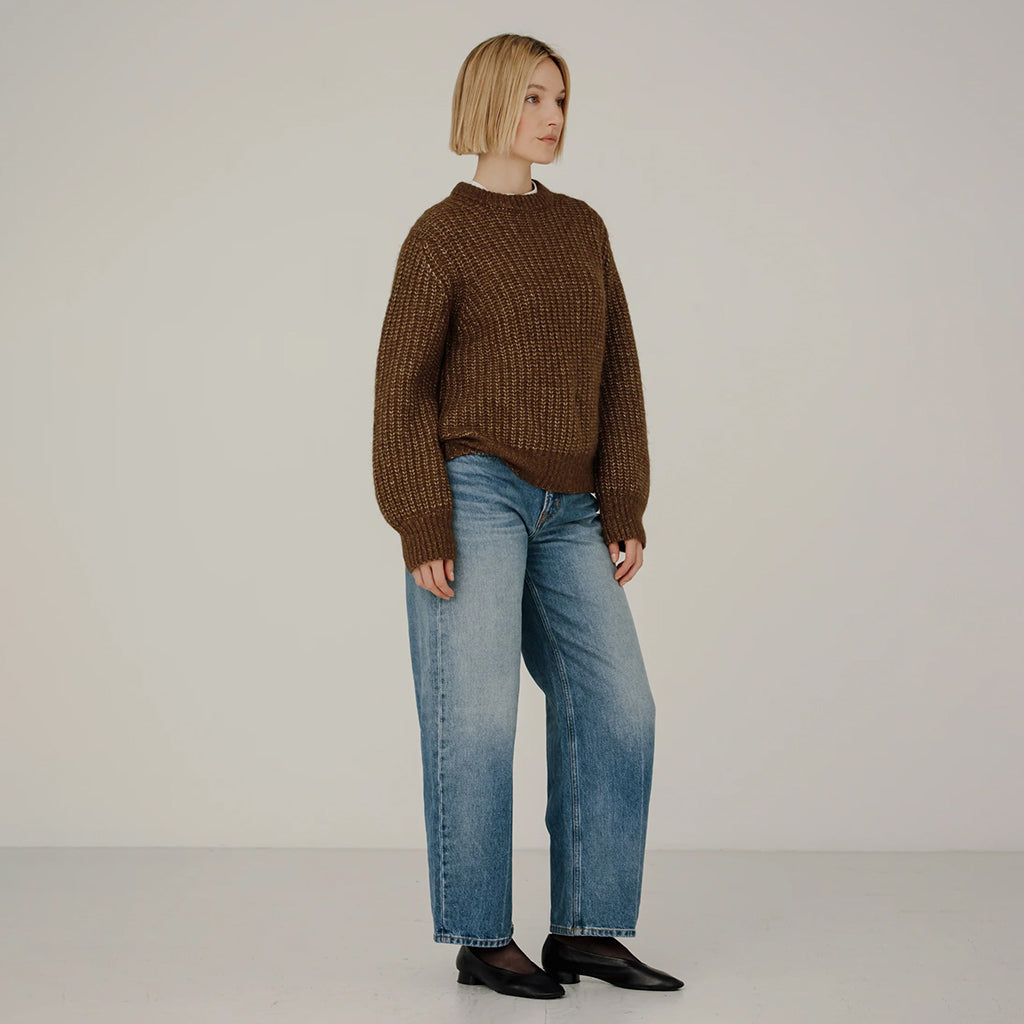 Bare Knitwear Woman Cora Crew Neck Sweater Sap Brown