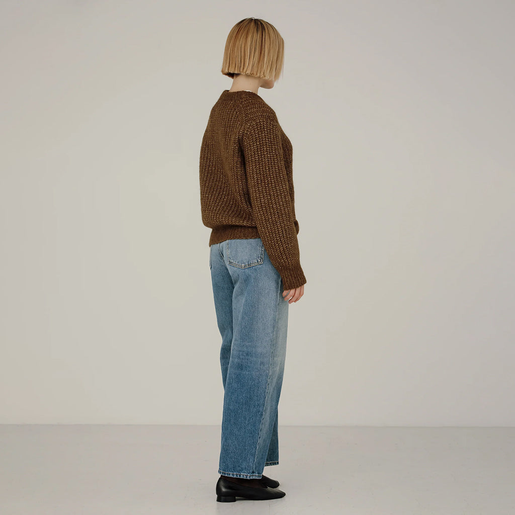 Bare Knitwear Woman Cora Crew Neck Sweater Sap Brown