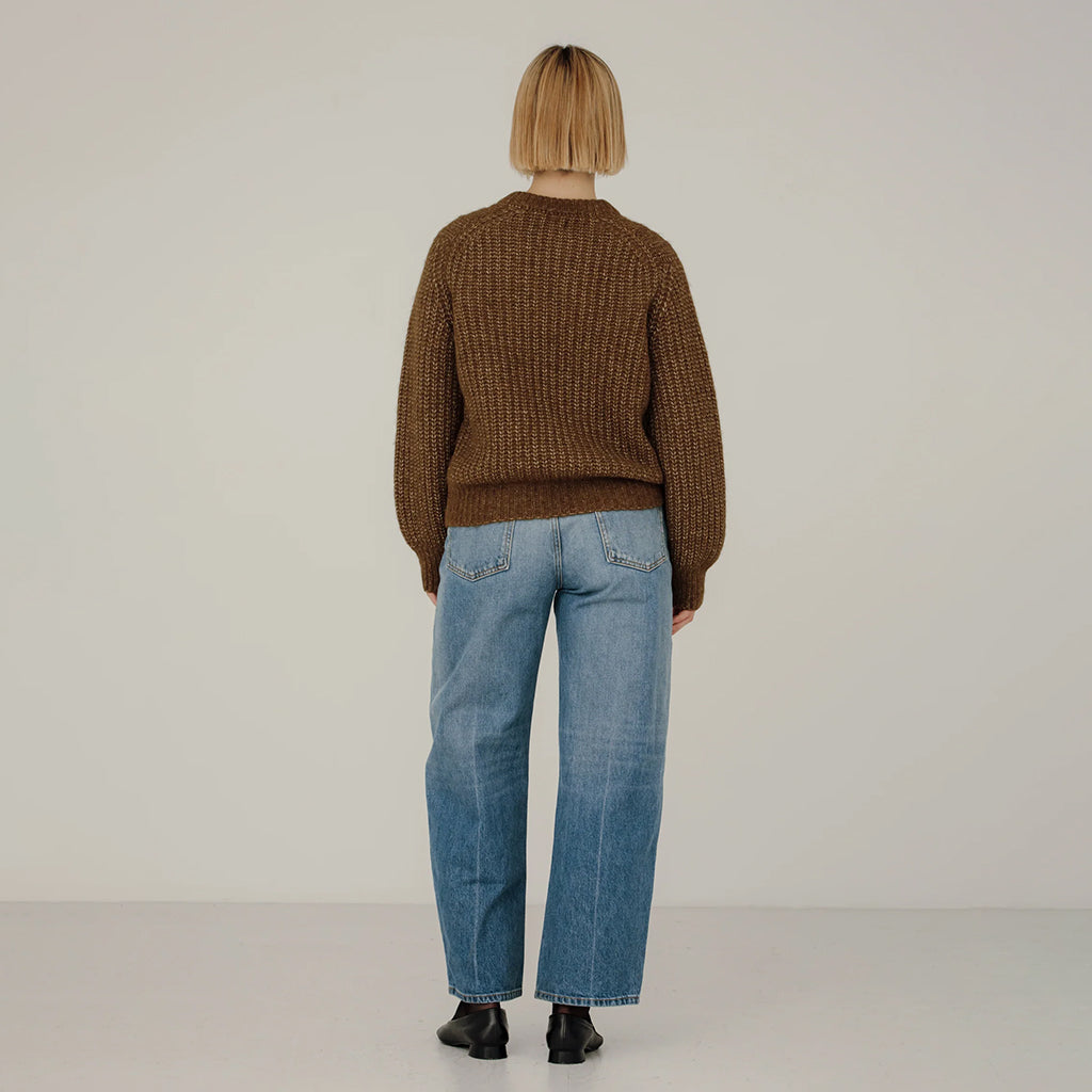 Bare Knitwear Woman Cora Crew Neck Sweater Sap Brown