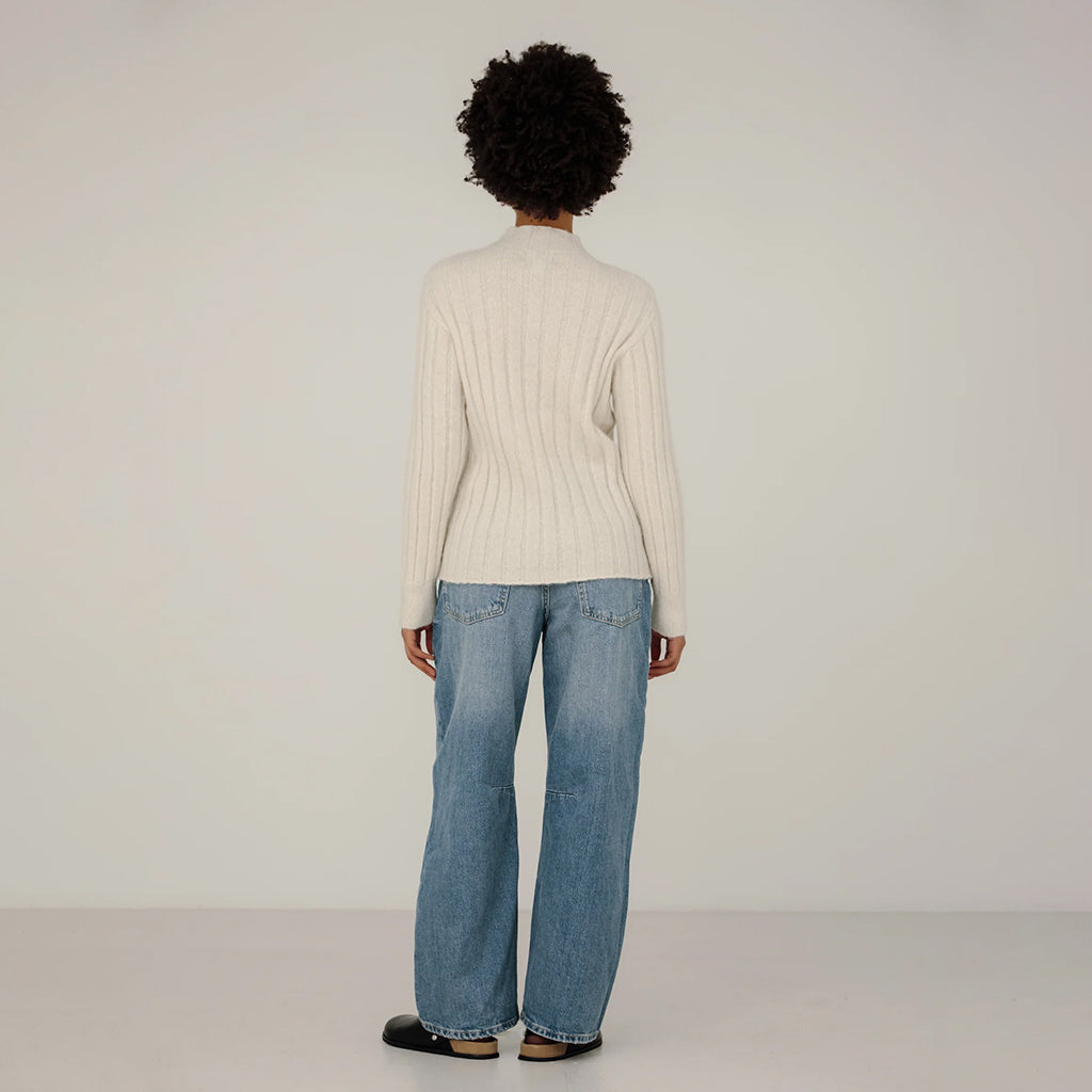 Bare Knitwear Woman Demi Mock Neck Sweater Ivory Cream