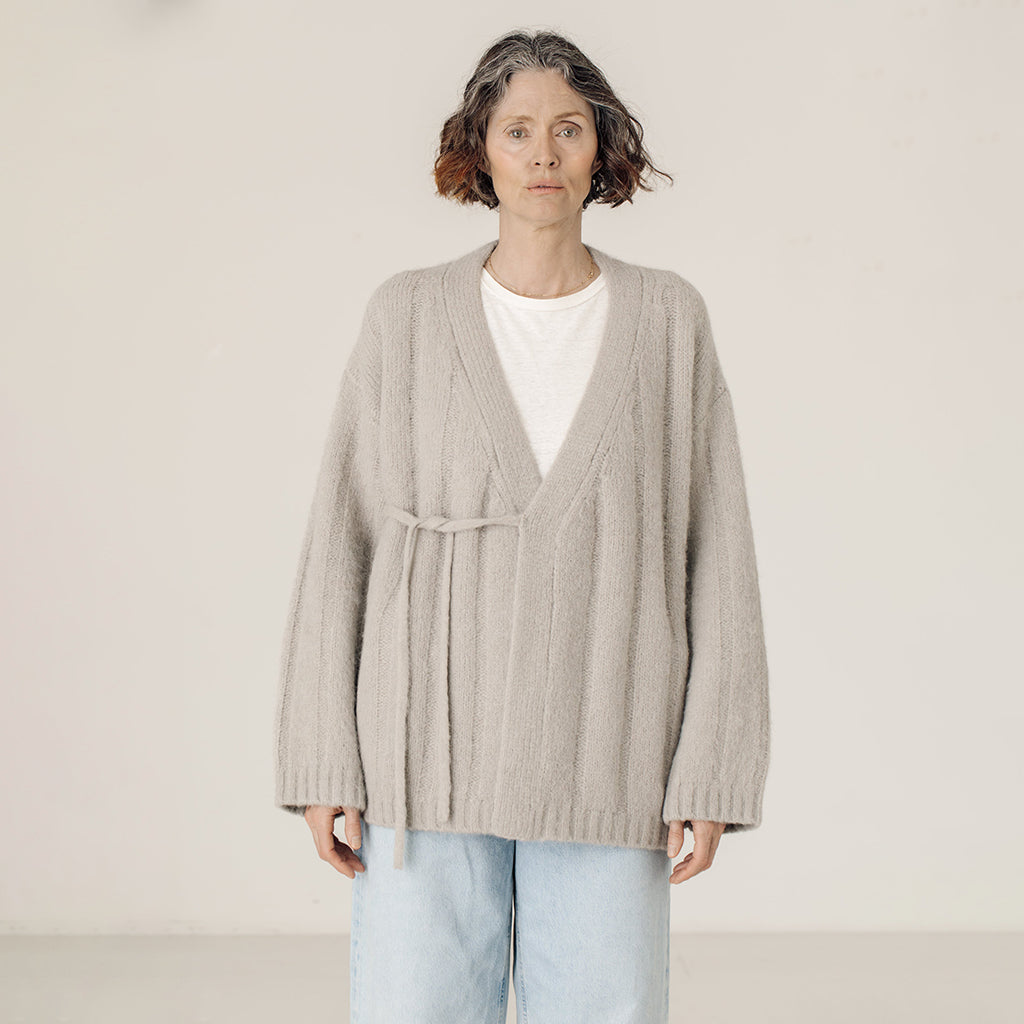 Bare Knitwear Woman Roan Wrap Cardigan Fog Grey