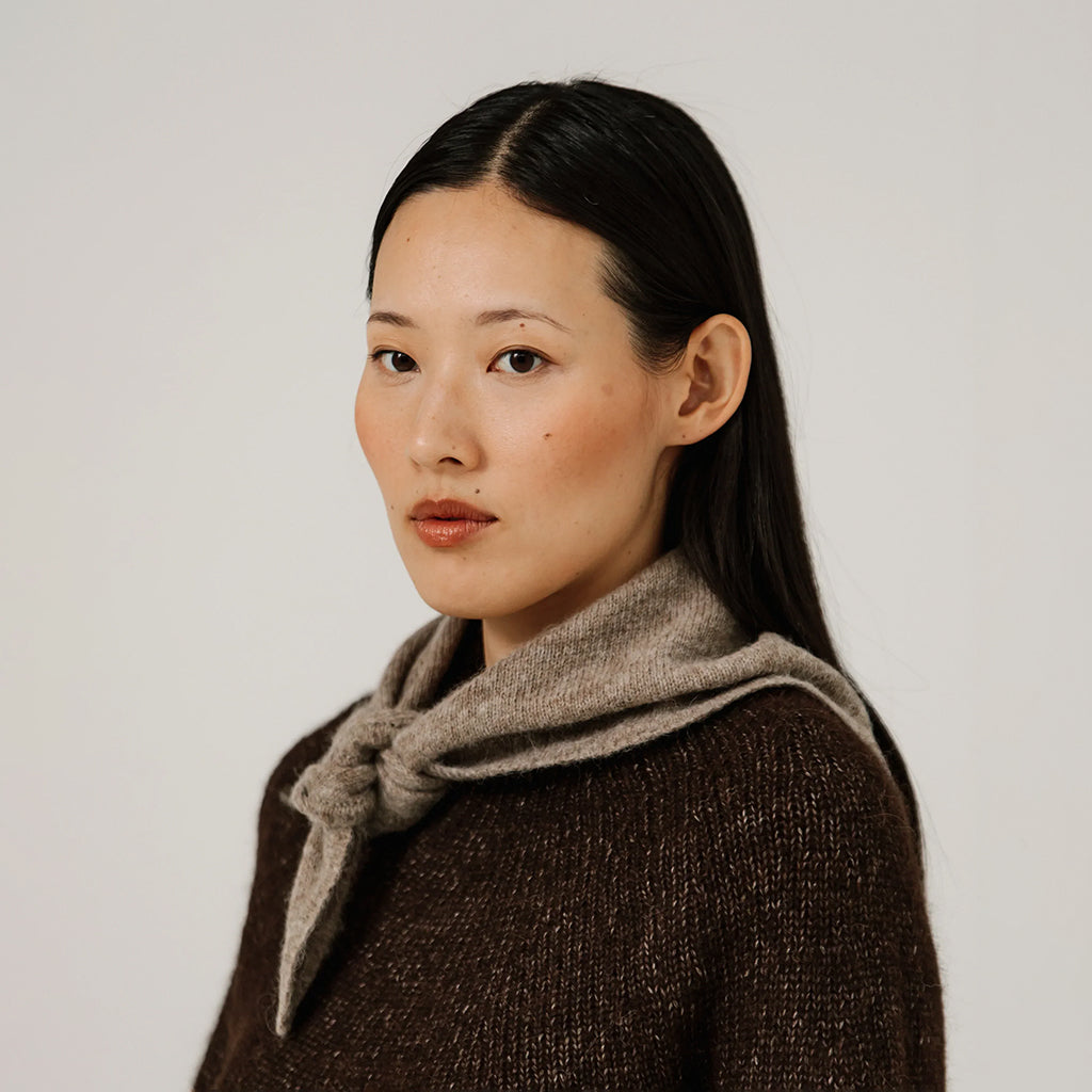 Bare Knitwear Woman Alpaca Bandana Dark Fawn Brown