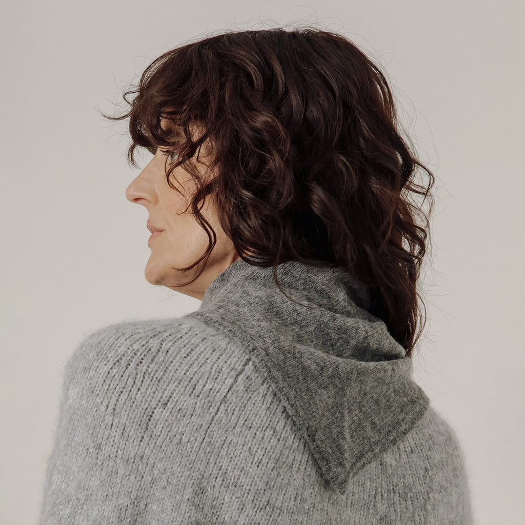 Bare Knitwear Woman Alpaca Bandana Grey Melange