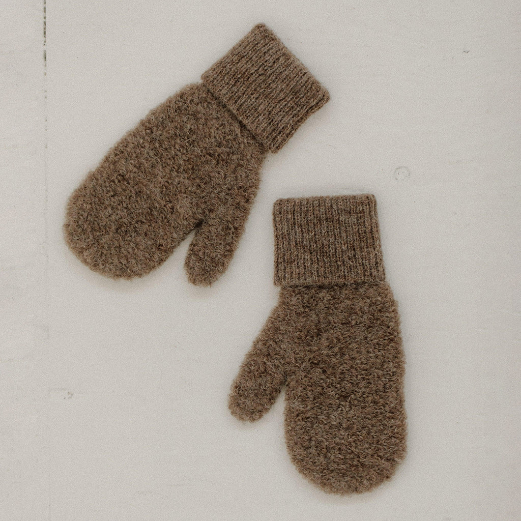 Bare Knitwear Woman Alpaca Boucle Mittens Taupe Brown
