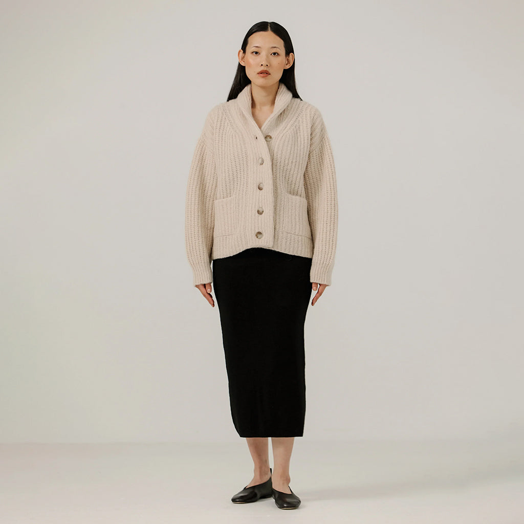 Bare Knitwear Woman Oversized Shawl Cardigan Cream