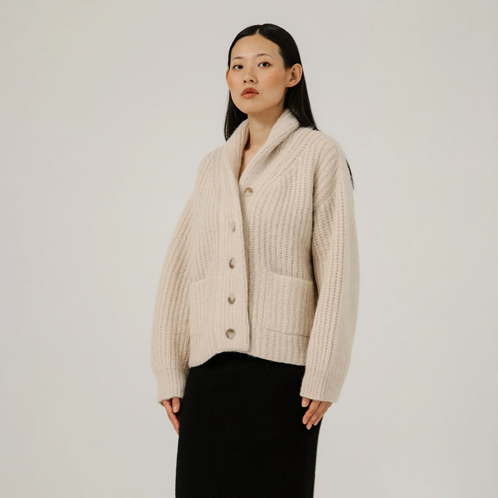 Bare Knitwear Woman Oversized Shawl Cardigan Cream