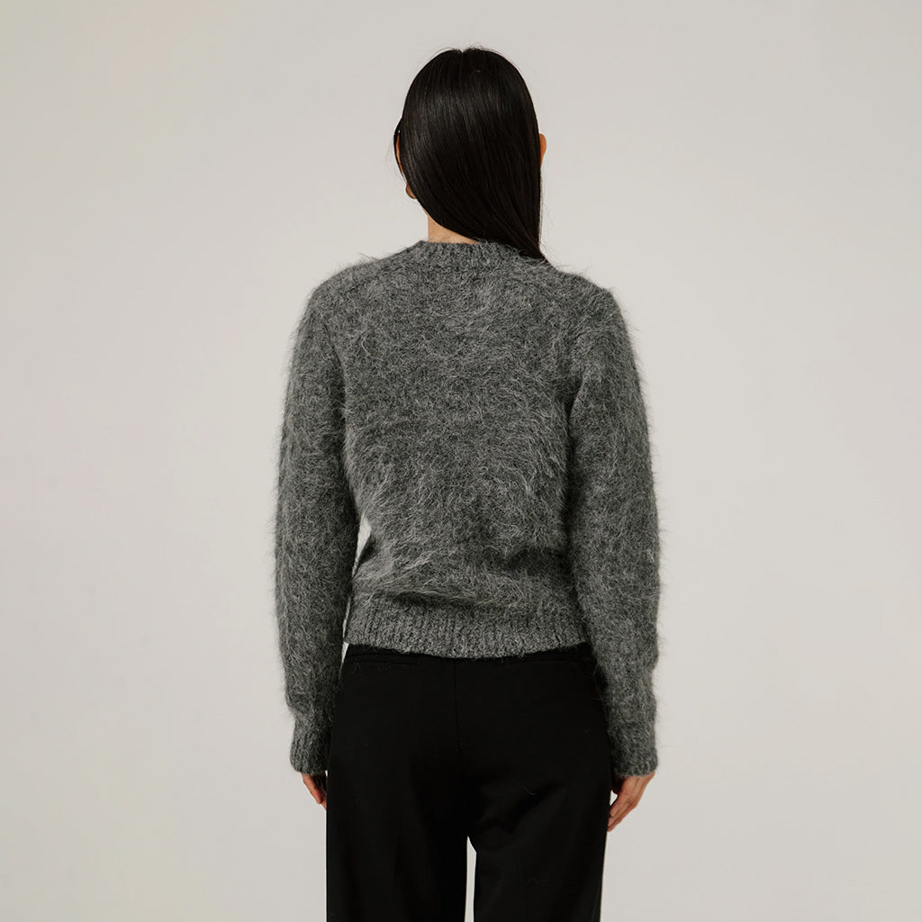 Bare Knitwear Woman Suri Alpaca Crewneck Sweater Stone Grey