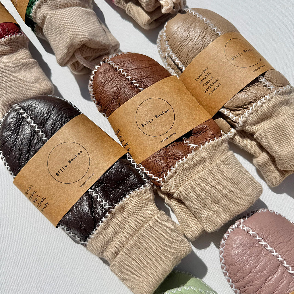 Billy Bamboo Child Shearling Mittens Mushroom Beige