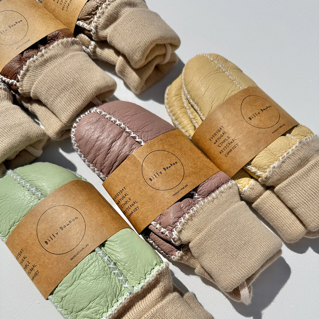 Billy Bamboo Child Shearling Mittens Matcha Cream Green