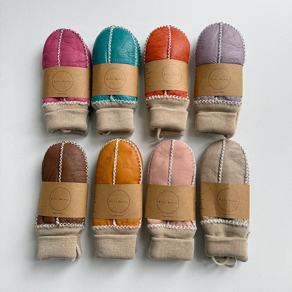 Billy Bamboo Child Shearling Mittens Mushroom Beige