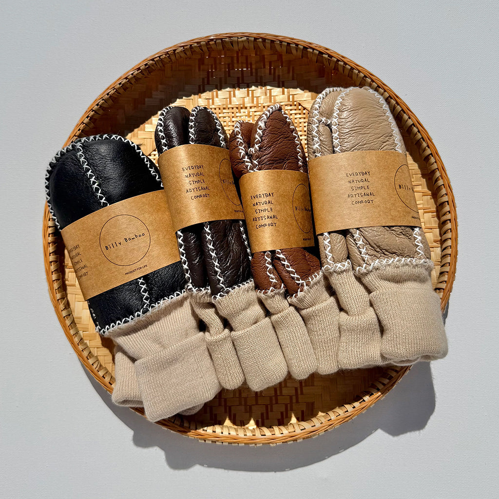 Billy Bamboo Child Shearling Mittens Mushroom Beige
