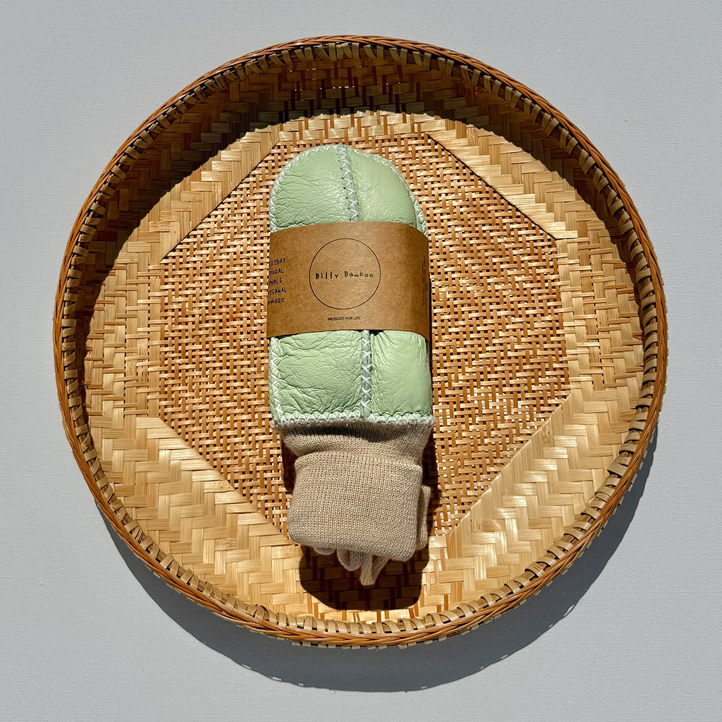 Billy Bamboo Child Shearling Mittens Matcha Cream Green