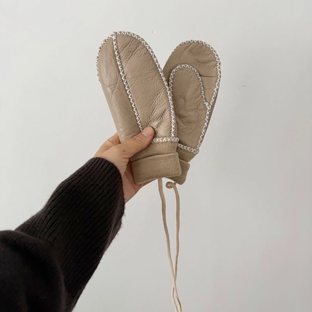 Billy Bamboo Kids Shearling Mittens Cream