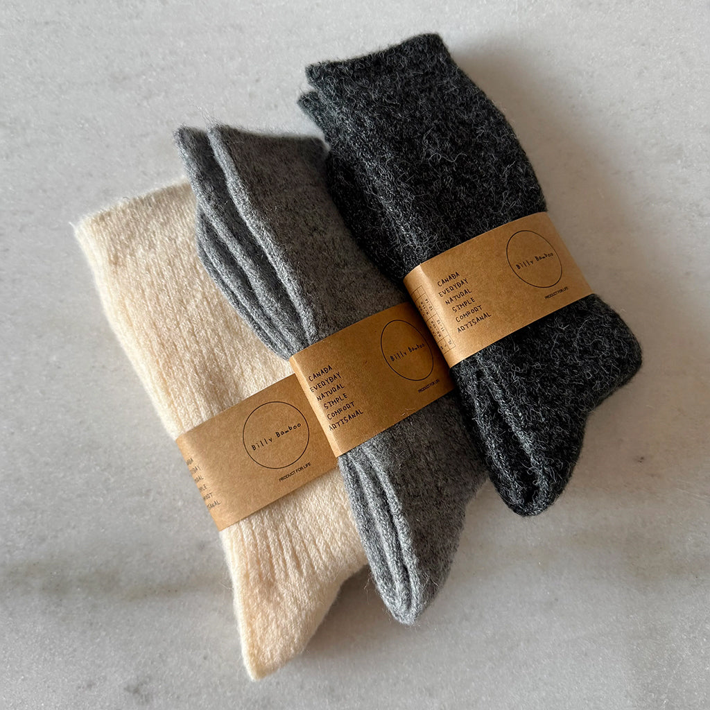 Billy Bamboo Woman Alpaca Cabin Socks Off White