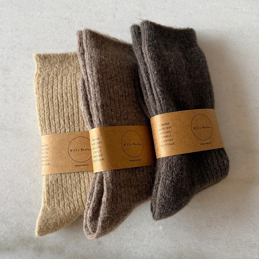 Billy Bamboo Woman Alpaca Cabin Socks Black Coffee Brown