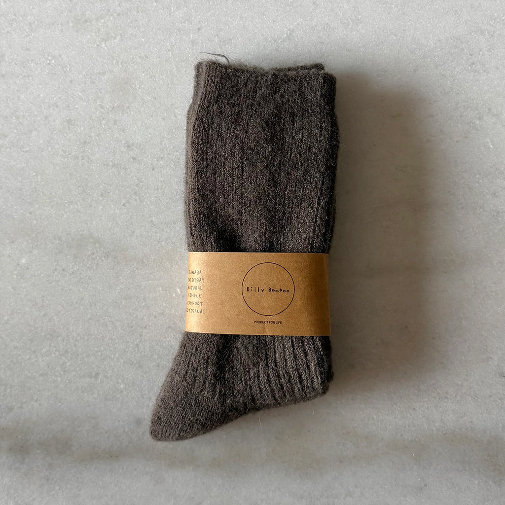 Billy Bamboo Woman Alpaca Cabin Socks Black Coffee Brown