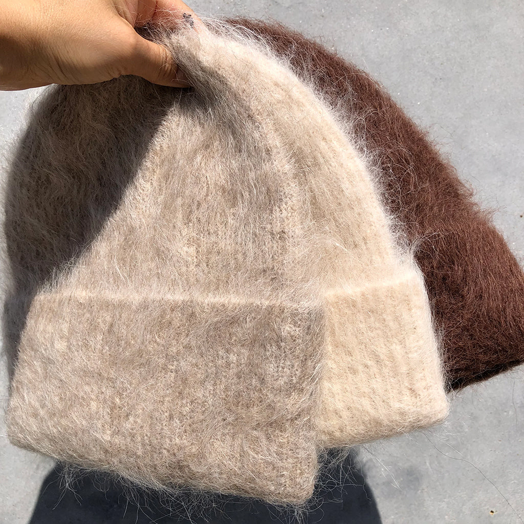 Billy Bamboo Woman Alpaca Fluffy Beanie Butter Cream
